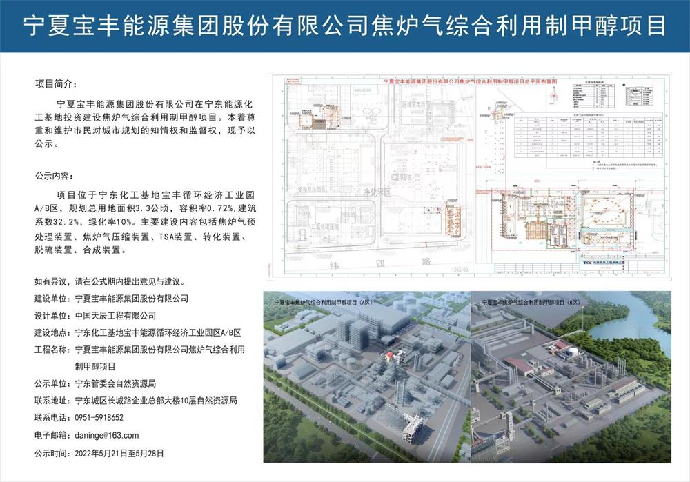 宁夏宝丰能源集团股份有限公司焦炉气综合利用制甲醇项目